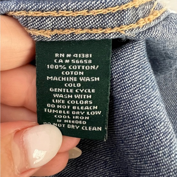 Ralph Lauren Denim Dress Womens Large Lace Up 100% Cotton casual Shift 90’s - Picture 6 of 6